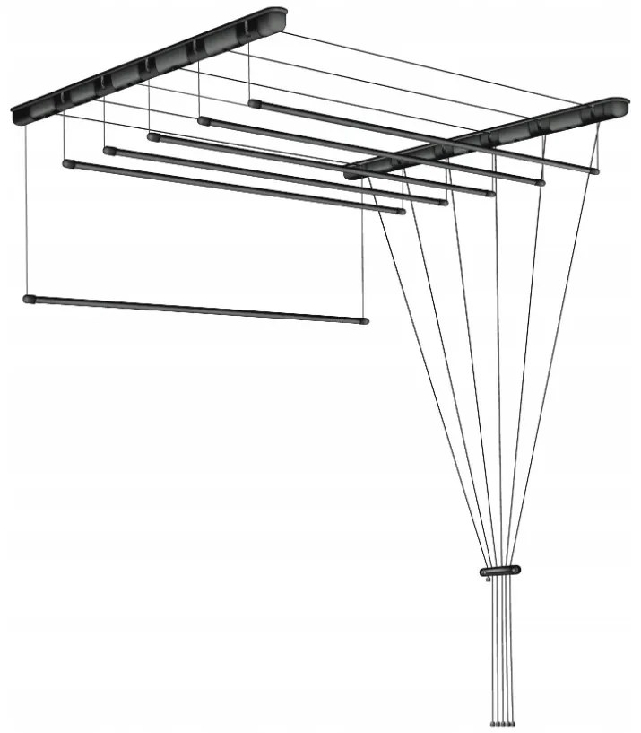 Erga Erga, stropný vešiak na sušenie bielizne 6x200 cm, čierna, ERG-SEP-10SUSSU6PCZ20