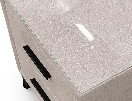 Nočný stolík s 2 zásuvkami Joy, svetlo béžová látka