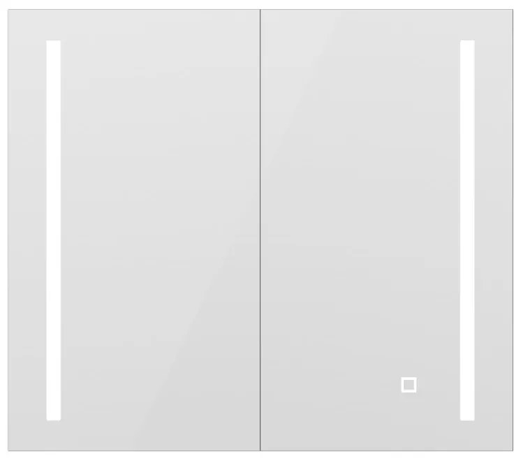 Erga Hana, zrkadlová galérka s LED osvetlením 80x70cm s integrovanou zásuvkou, biela, ERG-V05-HANA-8070-WH