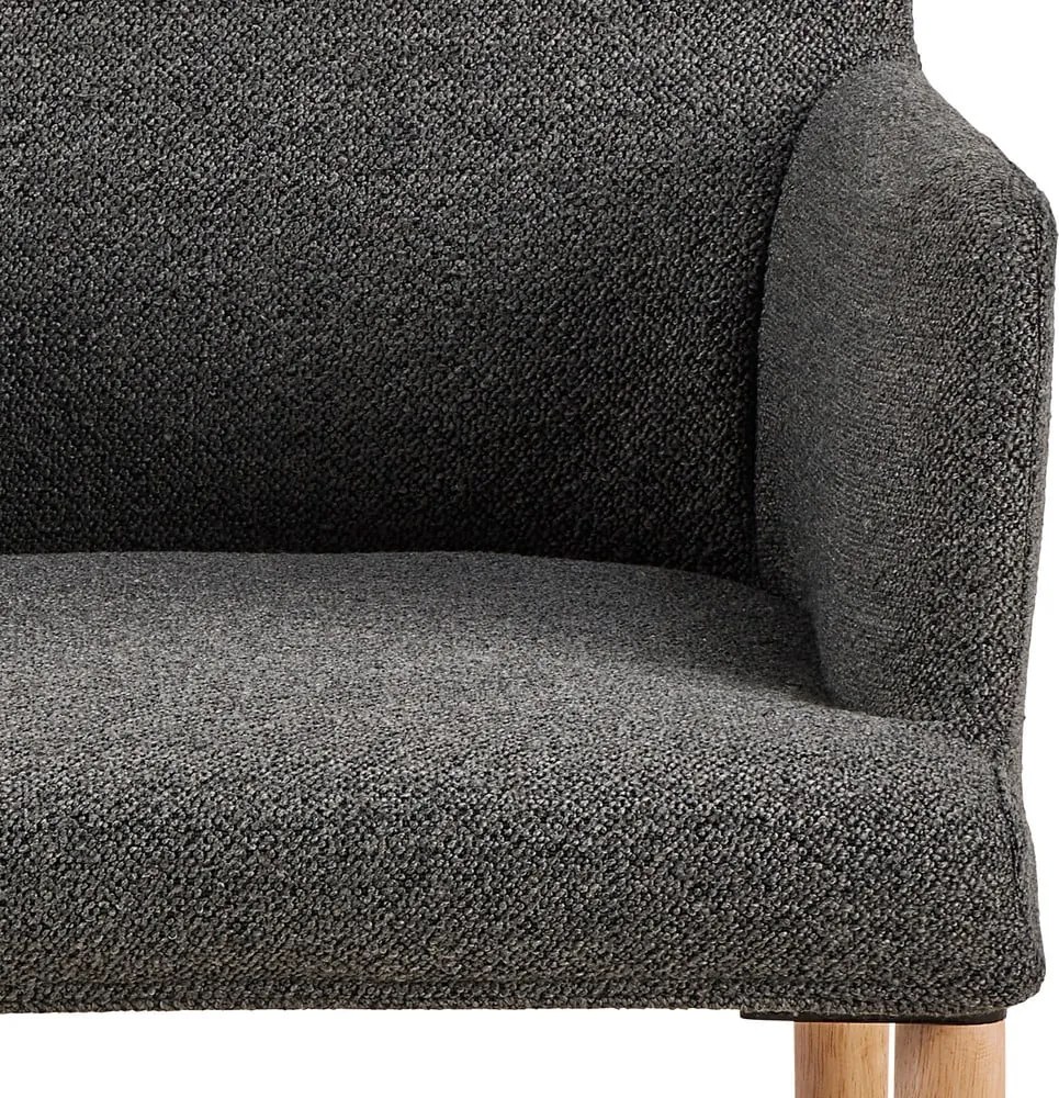 Sivé čalúnené jedálenské kreslo s podrúčkami Zoe – Actona