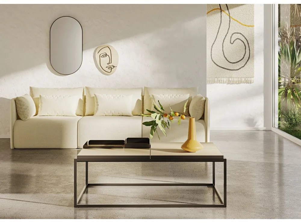 Konferenčný stolík s doskou v dekore duba v čierno-prírodnej farbe 75x120 cm Douro – TemaHome