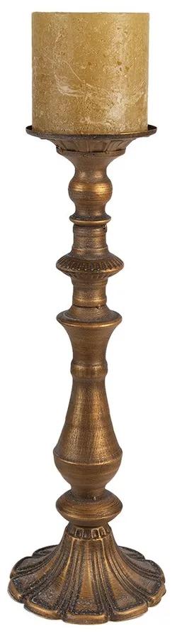 Medený antik plechový svietnik na širokú sviečku Gillo - Ø 15*43 cm