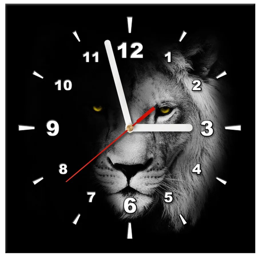 Gario Obraz s hodinami Lev v tieni Rozmery: 30 x 30 cm