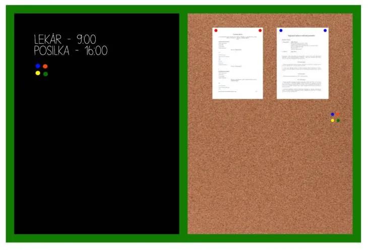 Toptabule.sk KMTDRCRZR Kombinovaná tabuľa čierna v zelenom drevenom ráme 60x40cm