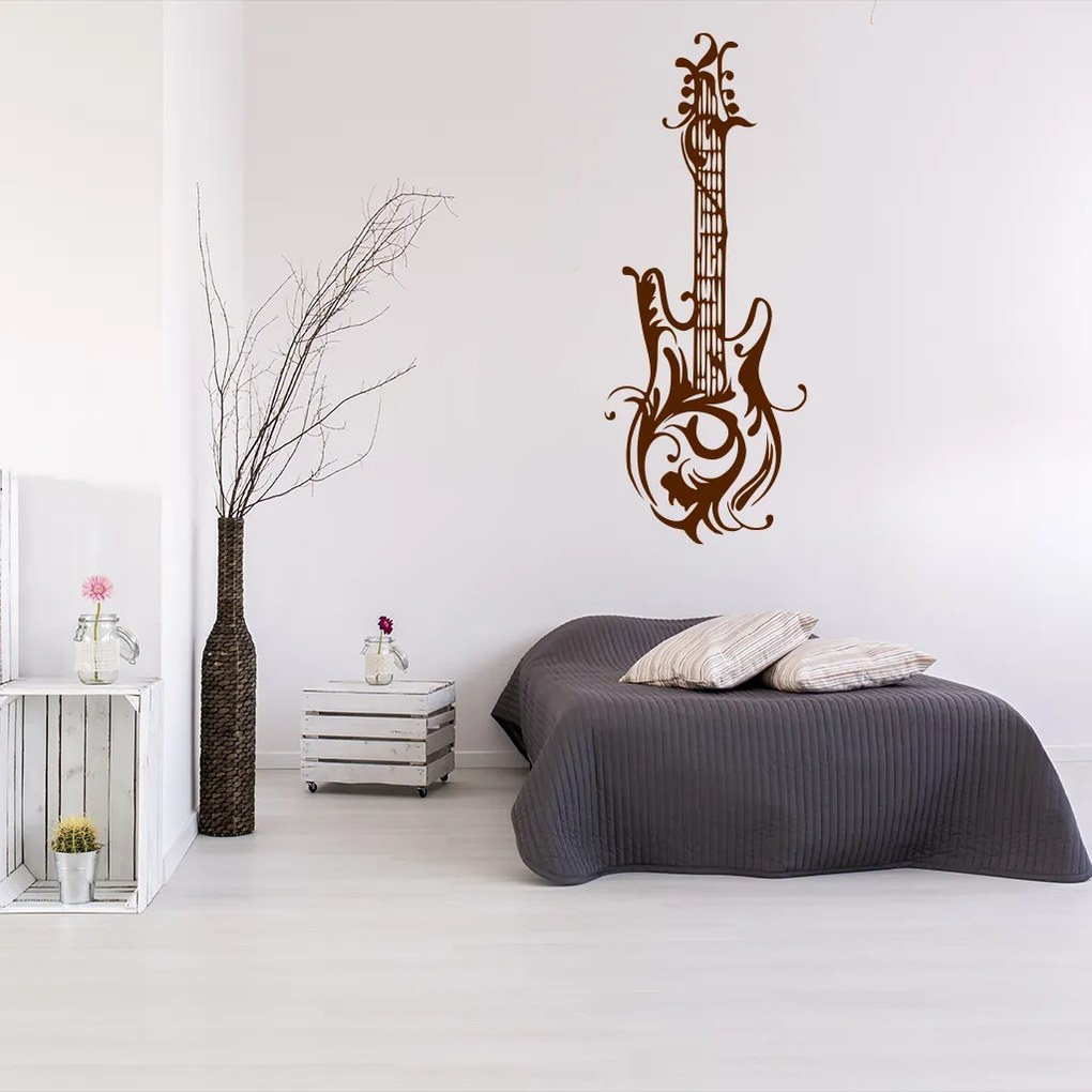 Veselá Stena Samolepka Dizajnová gitara Farba: čierna, Veľkosť: 80 x 32 cm