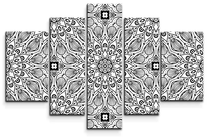Sablio Obraz - 5-dílný Biele mehendi - 125x90 cm