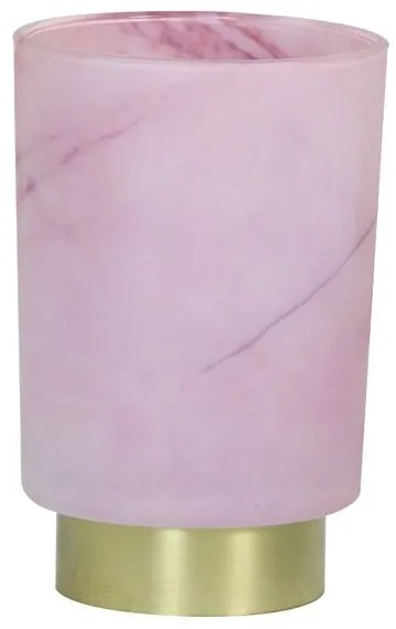 Ružová sklenená stolná lampa Marble Led - Ø10*27cm
