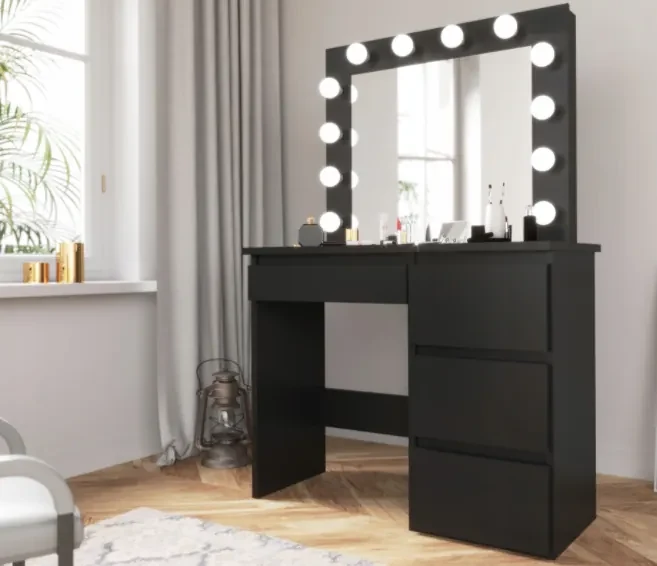 Bestent Toaletný stolík s LED zrkadlom Cleopatra Black
