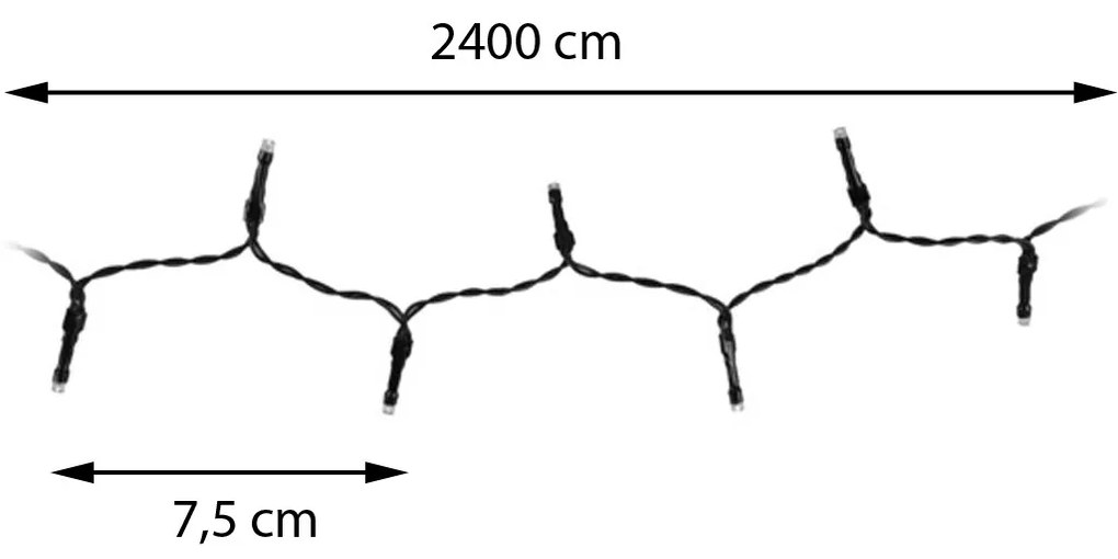 Vianočné svetielka 24 m/320 led studená biela