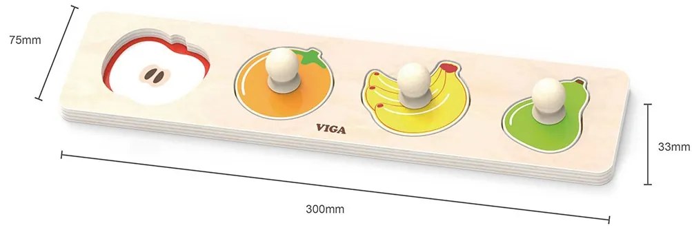 Drevené puzzle s úchytmi Viga Ovocie