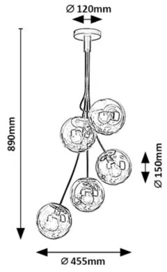 Rabalux 3508 - Luster na tyči GLORY 5xE14/40W/230V