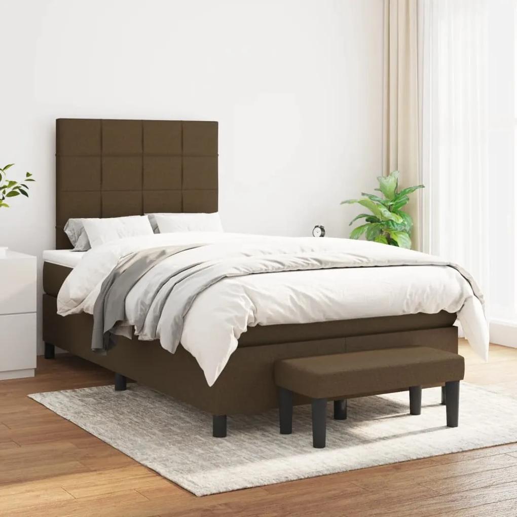Boxspring posteľ s matracom tmavohnedá 120x200 cm látka 3136584