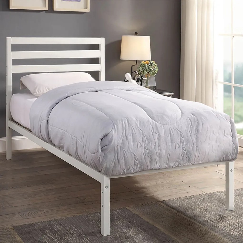 Kovový posteľový rám s lamelami v rôznych veľkostiach a farbách, 90x200 cm, Bella, biely