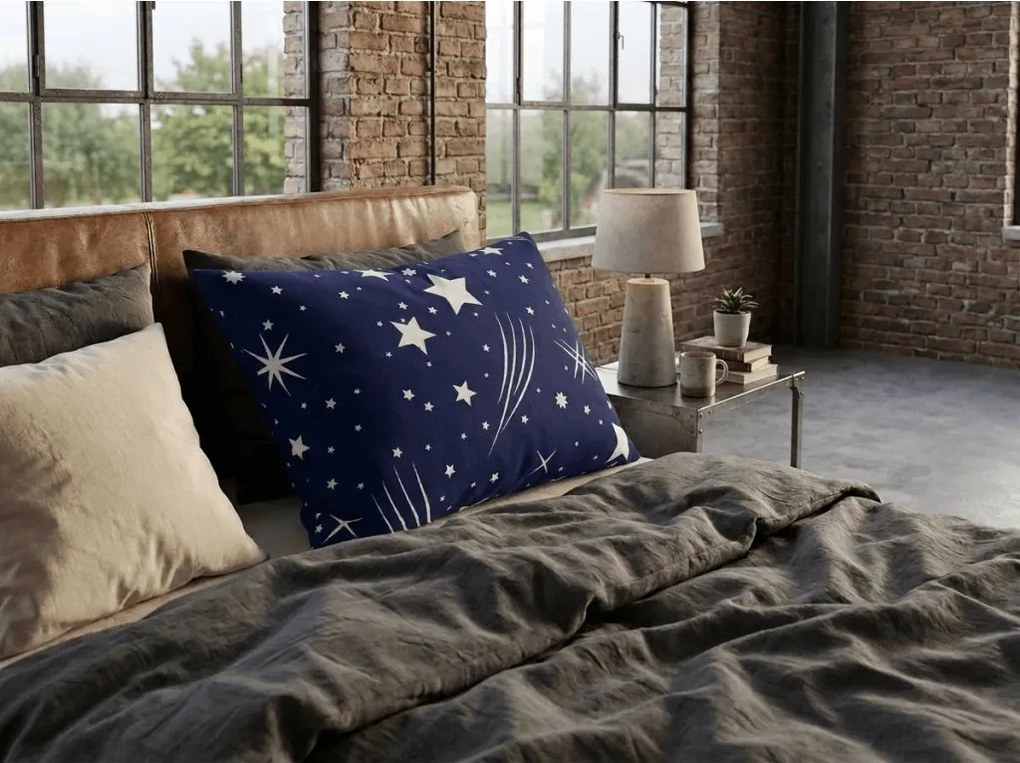 Polybavlnená obliečka na vankúš NIGHT SKY POLY 70x90 cm, modrá