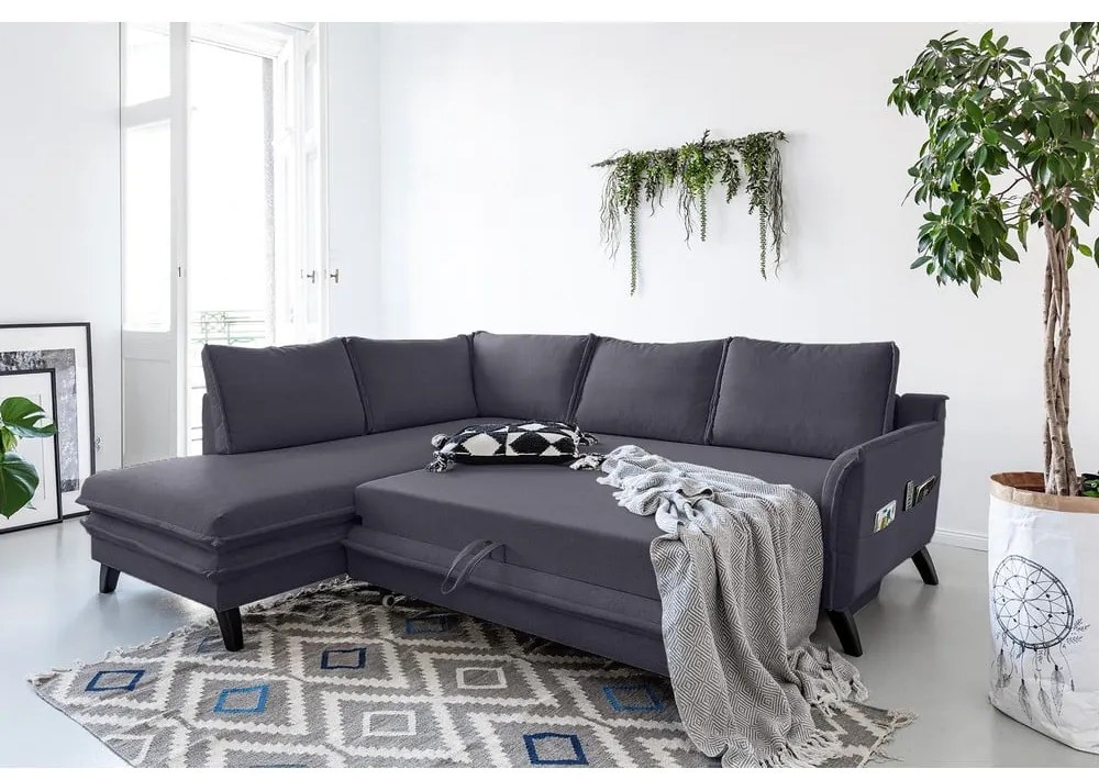 Antracitovosivá rozkladacia rohová pohovka Miuform Charming Charlie L, ľavý roh