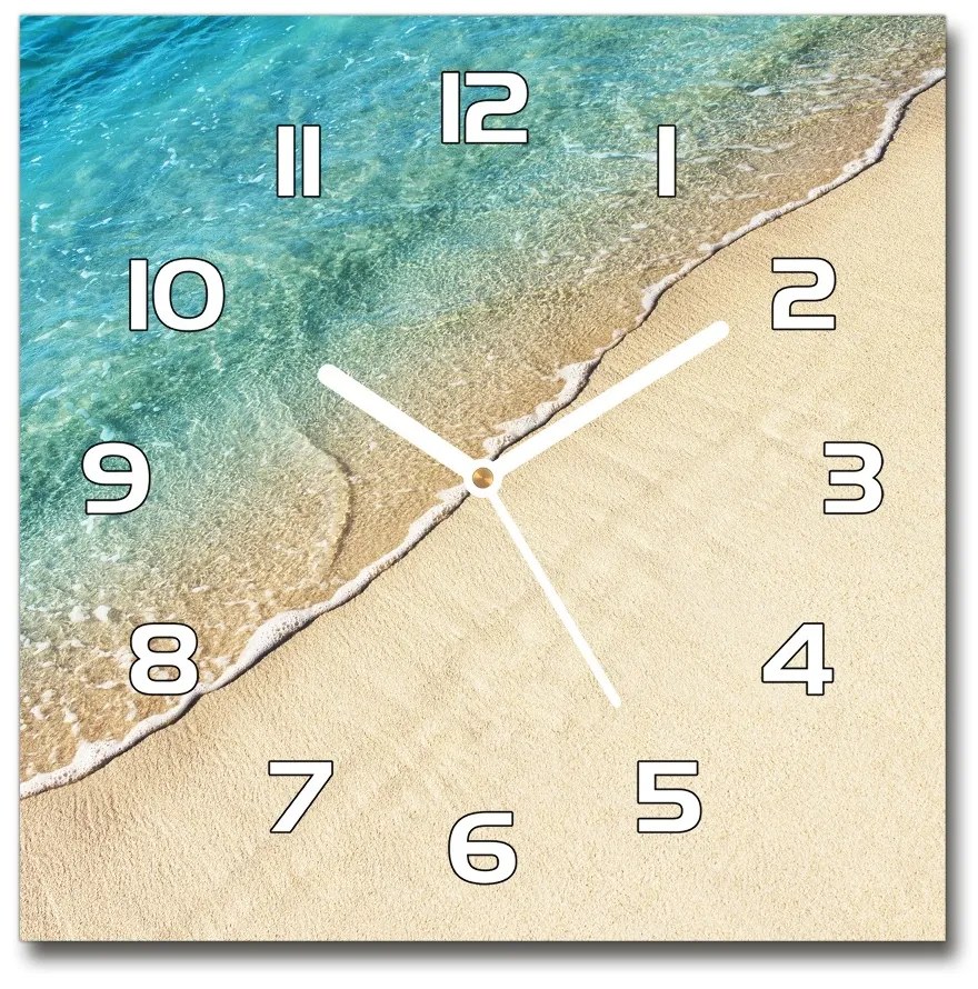 Sklenené hodiny štvorec Vlna na pláži pl_zsk_30x30_f_115691899