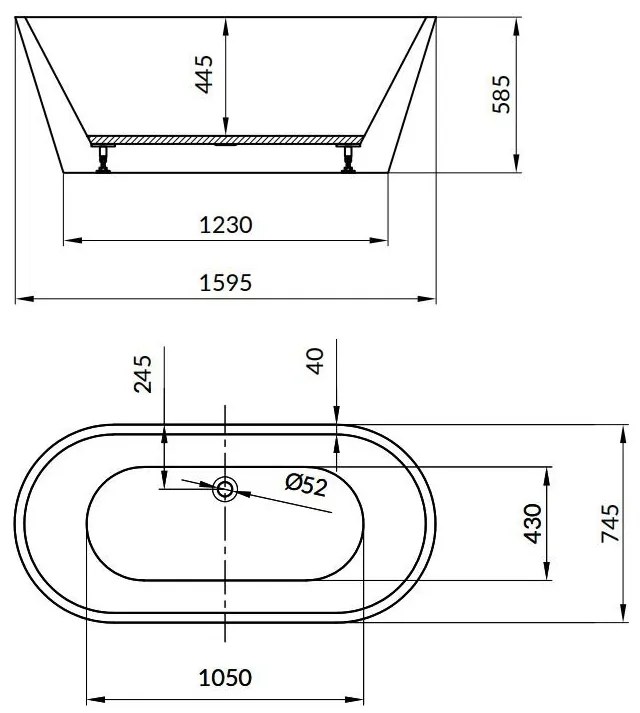 Cersanit CREA S301-300 Vaňa voľne stojaca 160x75, biela - Cersanit