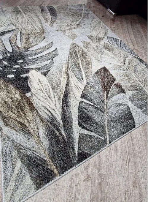 HU Béžovo-sivý koberec Villa 869 s listovým vzorom Rozmer: 120x170 cm