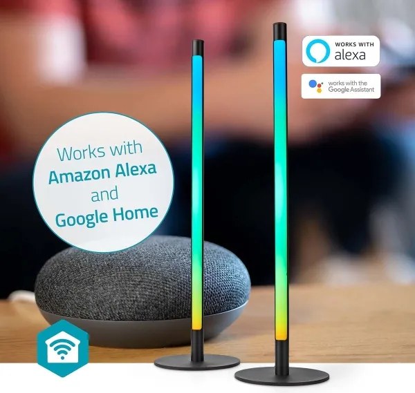 Nedis WIFILD10RGBW-SADA 2xLED RGBIC Stm. stolná lampa LED/36W/230V 2700-6500K+DO