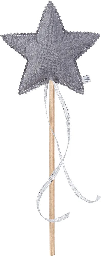 Ľanová kúzelná palička tmavo šedá so striebrom