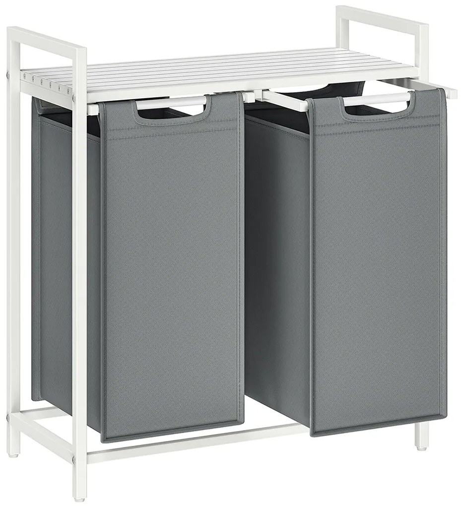 Sivý dvojkomorový kôš na bielizeň s policou SPECA