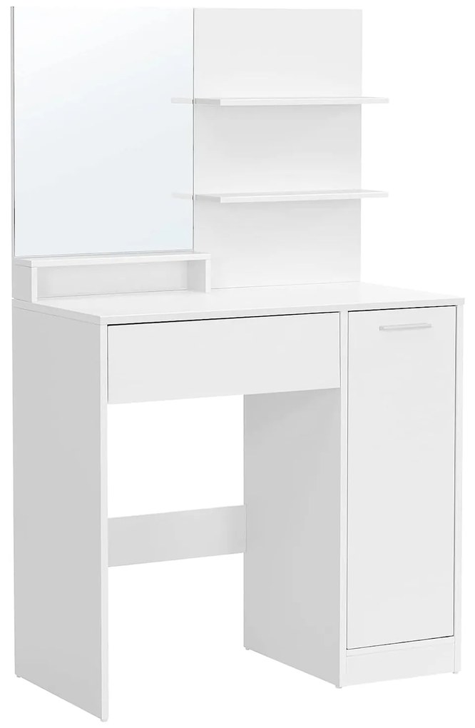 Toaletný stolík so zrkadlom a úložným priestorom, biela farba