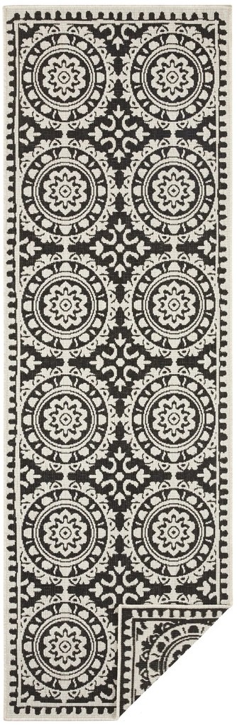Hanse Home, Koberec behúň Twin Supreme 104129 Black / Cream – na von aj na doma, 80x350, čiernobiela, chodba / predsieň