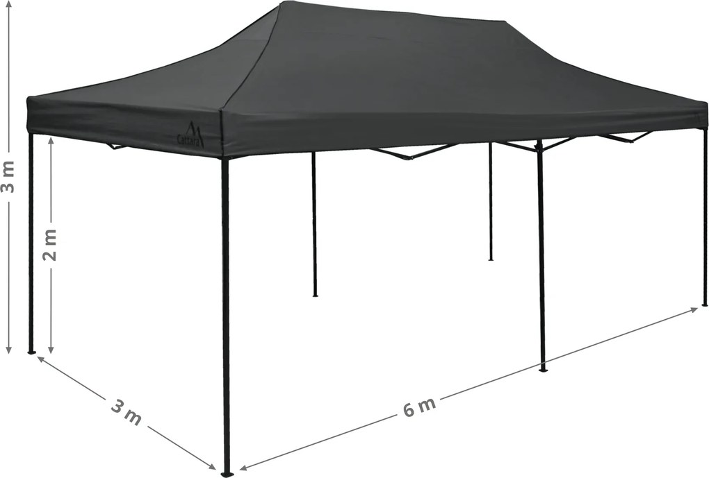 CATTARA Párty stan s nožnicovým konštrukciou 3x6 m, sivý, WATERPROOF