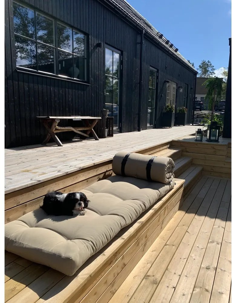 Béžové rozkladacie kreslo vhodné do exteriéru Karup Design Design OUT™ Buckle Up Beige