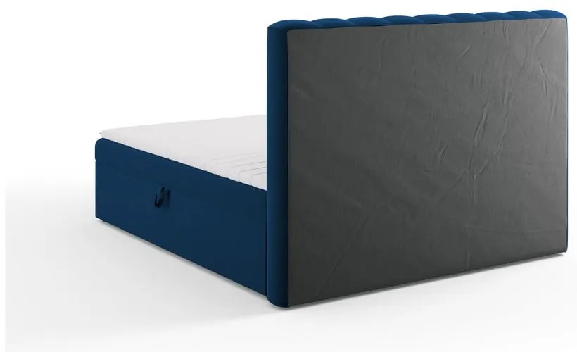 Tmavomodrá boxspring posteľ s úložným priestorom 180x200 cm Gina – Milo Casa