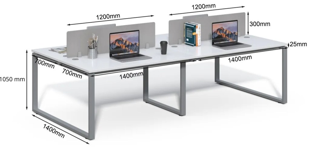 Kancelárska zostava 4 osoby Houseland Prime Max 02 280 cm biela