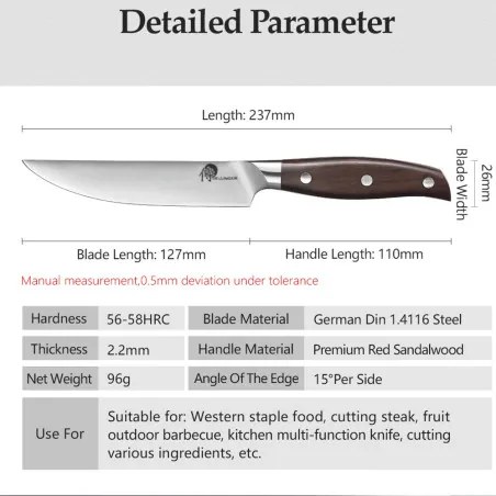 nůž steak 5,5" (127 mm ) Dellinger CLASSIC Sandal Wood