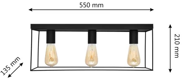 Stropné svietidlo FINN 3xE27/15W/230V čierna