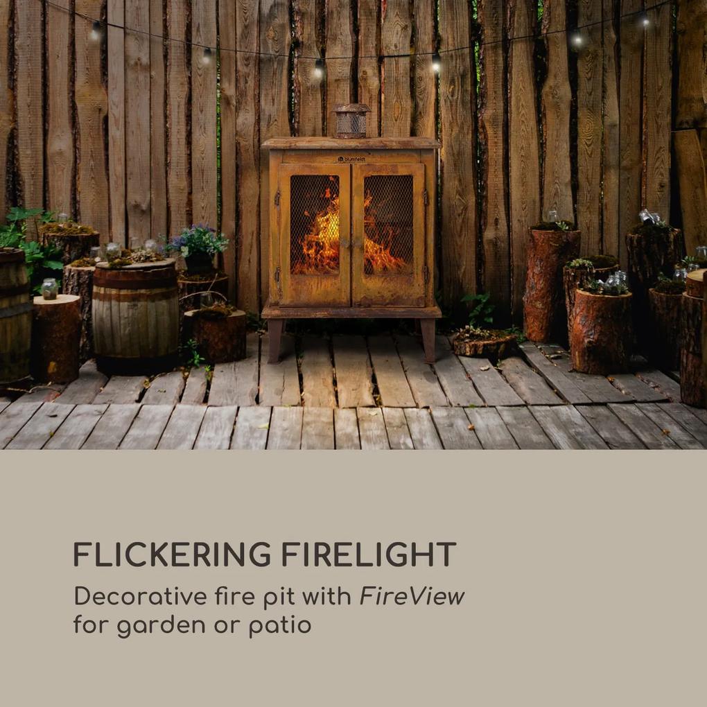 Flame Locker, ohnisko, vintage záhradný krb, 58 x 30 cm, oceľ, hrdzavý vzhľad