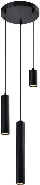 Candellux Čierny závesný luster Tubo pre žiarovku 3x GU10 s guľatou základňou 33-79084