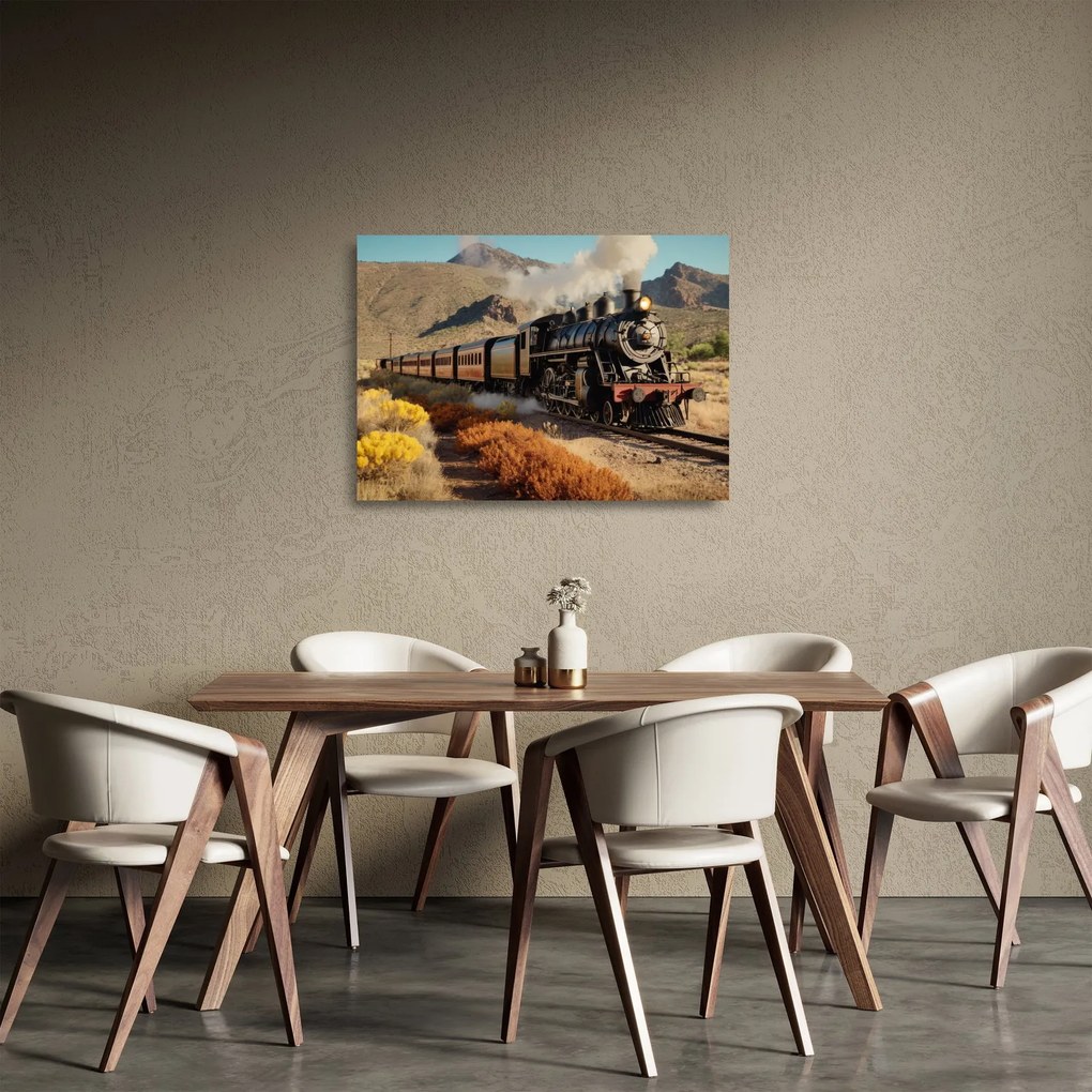 Sklenený obraz - Parná lokomotíva (70x50 cm)