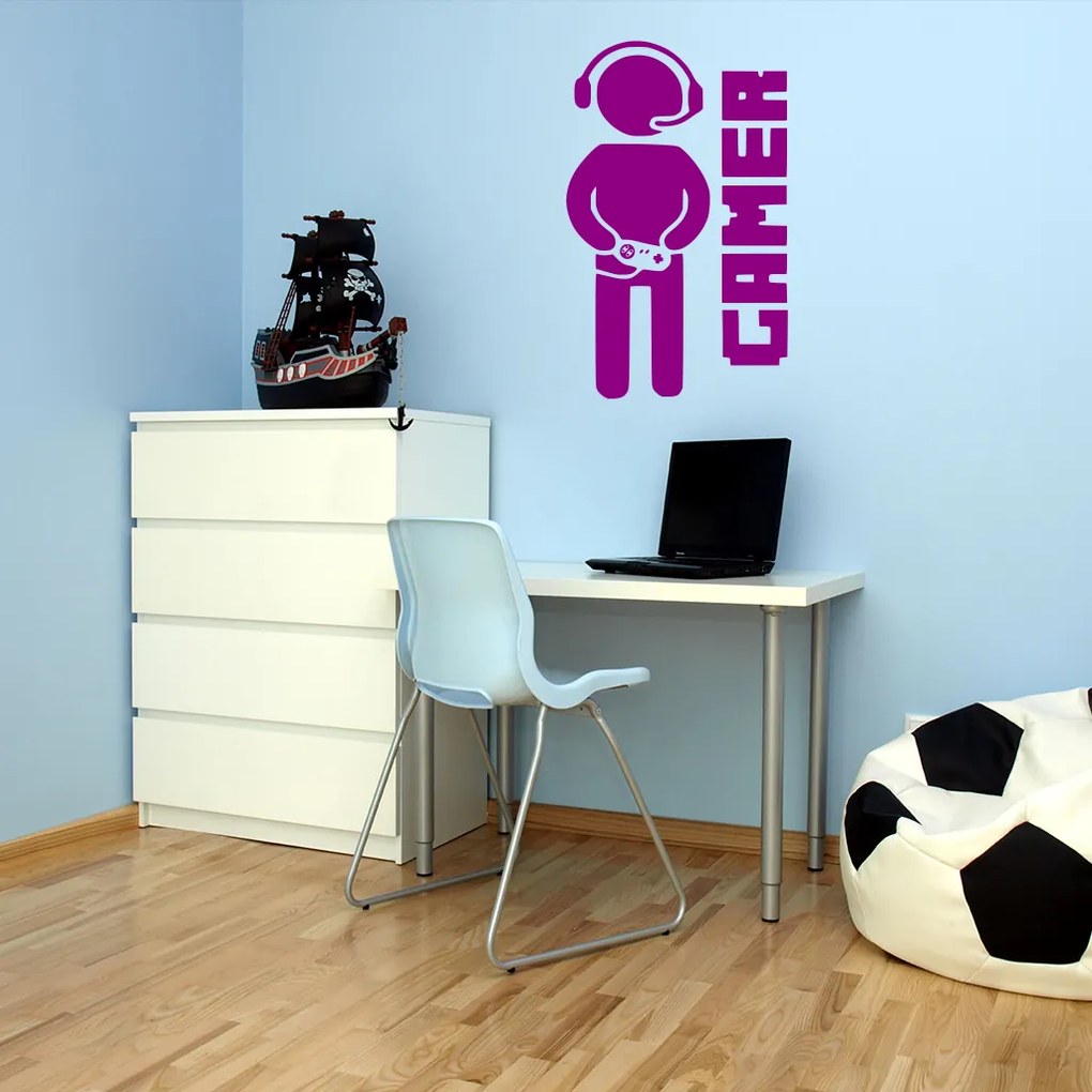 Veselá Stena Samolepka Gamer Farba: hnědá, Veľkosť: 100 x 60 cm