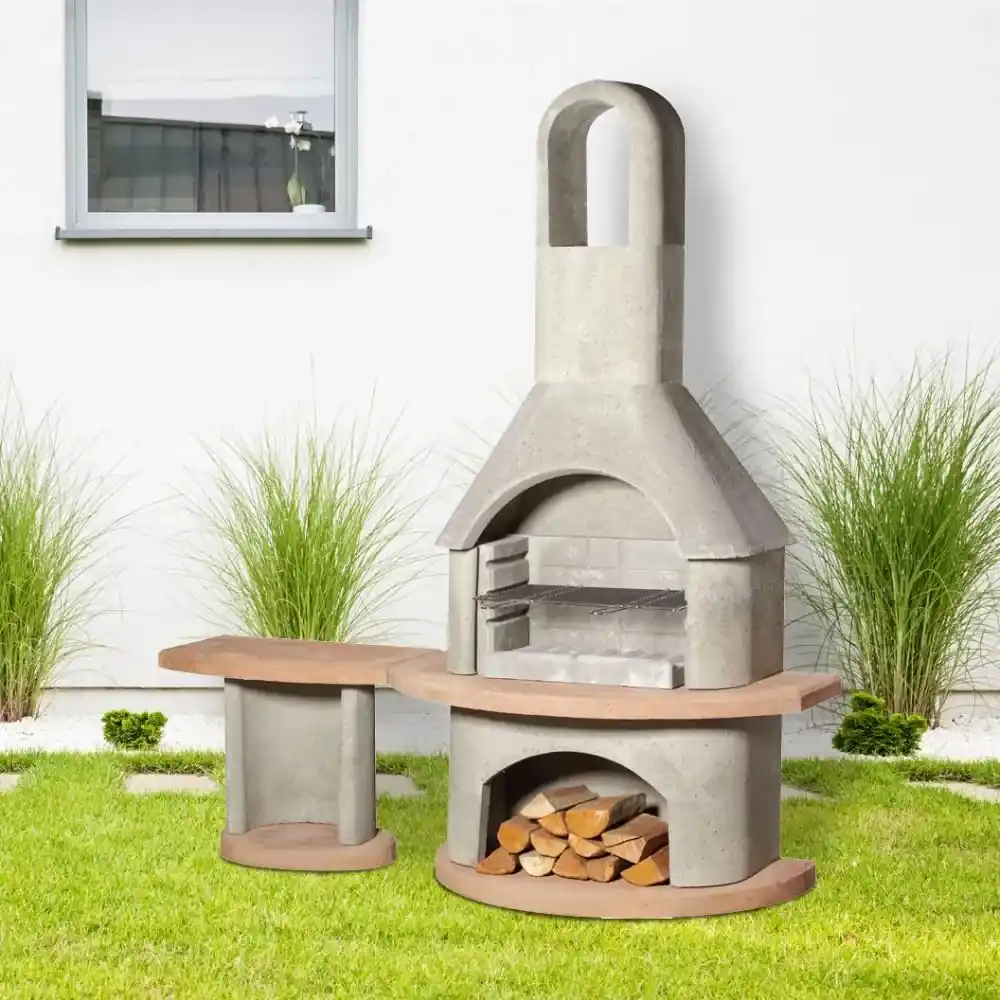Záhradný betónový krb + gril Buschbeck CARMEN so stolíkom | Biano