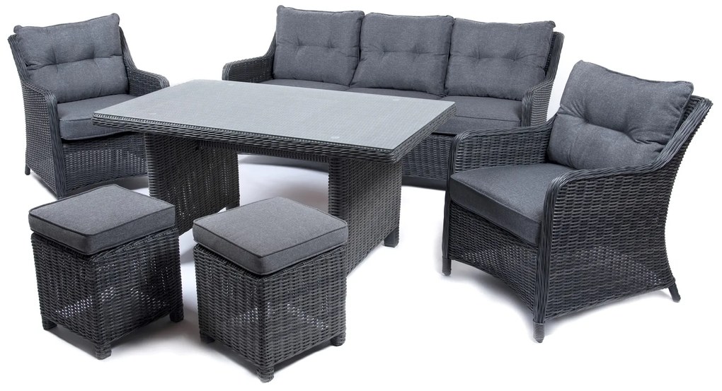 Ratanový jedálenský nábytok SANTIAGO tmavosivý