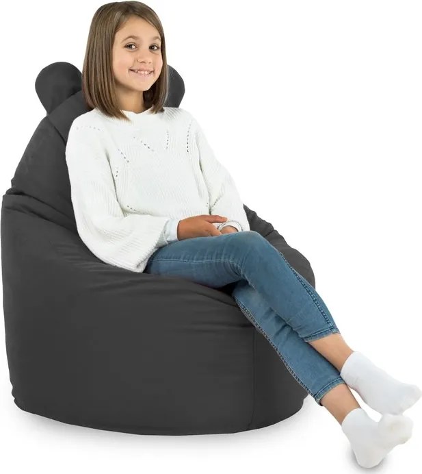 Detské kreslo Sako TEDDY – mäkké plyšové kreslo pre najmenších Farba: Tm. sivý