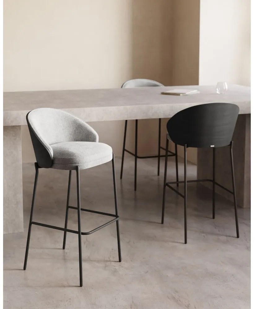 Čierno-sivá barová stolička (výška sedadla 65 cm) Eamy – Kave Home