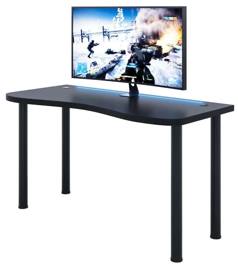 Herný pc stôl Gamer Y (čierna) (s RGB LED osvetlením). Vlastná spoľahlivá doprava až k Vám domov. 1054981