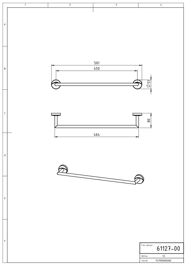 Novaservis - Držiak uterákov 500 mm Metalia 11 chróm, 0127,0