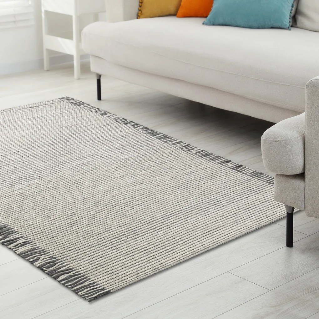 Dywany Łuszczów, Kusový koberec Tahar 99003F cream/grey, 90x150, béžová, obývacia izba