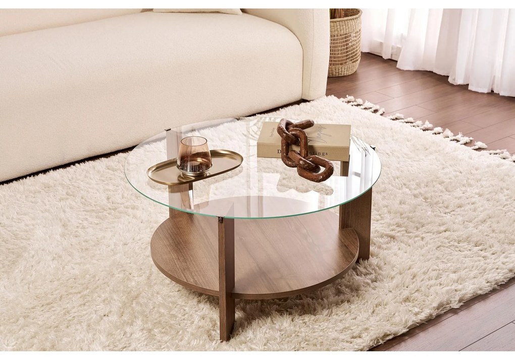 Konferenčný stôl Clara - Walnut, Transparent