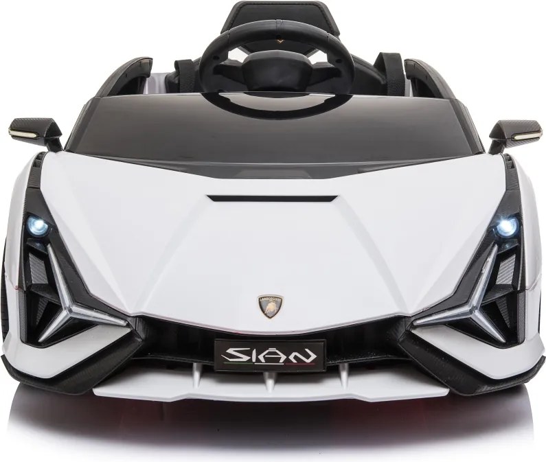 Ramiz Lamborghini SIAN batéria pre deti biela + diaľkové ovládanie + EVA + pomalý štart + zvuková LED dióda