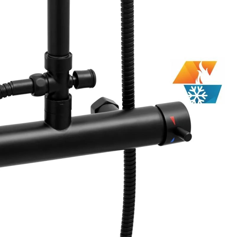 Sprchová súprava FLOW - čierna - hlavica 20x20 cm