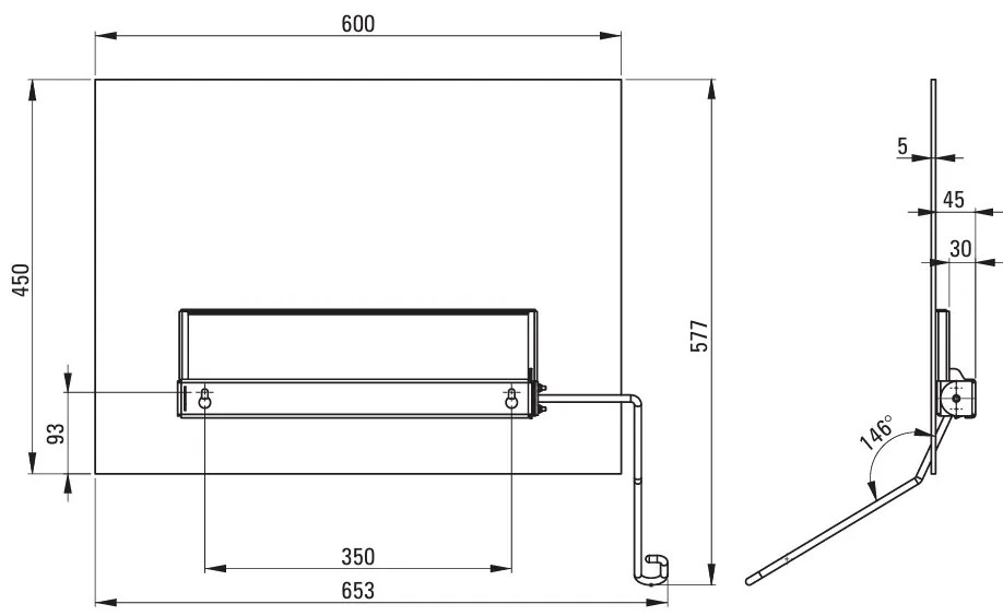 Deante Lehnen, výklopné zrkadlo 600x450 mm, ľavé, DEA-NIL_E8LA