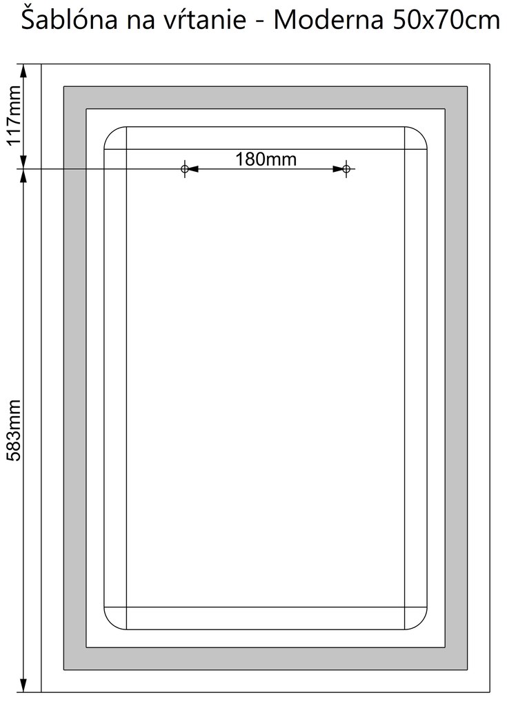 LED zrkadlo Moderna 50x70cm teplá biela - dotykový spínač