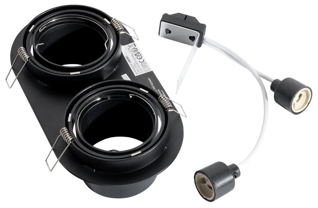 Sada 6 zapustených bodových svetiel čierna GU10 70 mm naklápateľné 2-svetelné - Installa